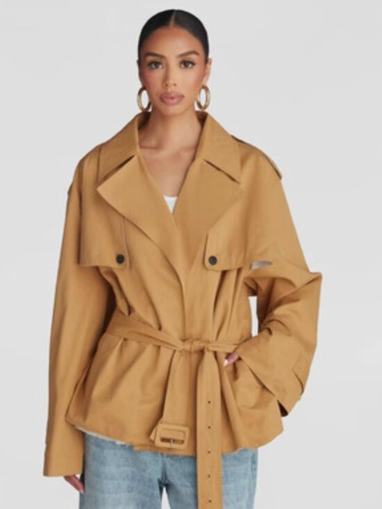 KBB by Kahlana Jackets & Blazers - KBB by KAHLANA Women's 'The Belted Cropped Trench Jacket'